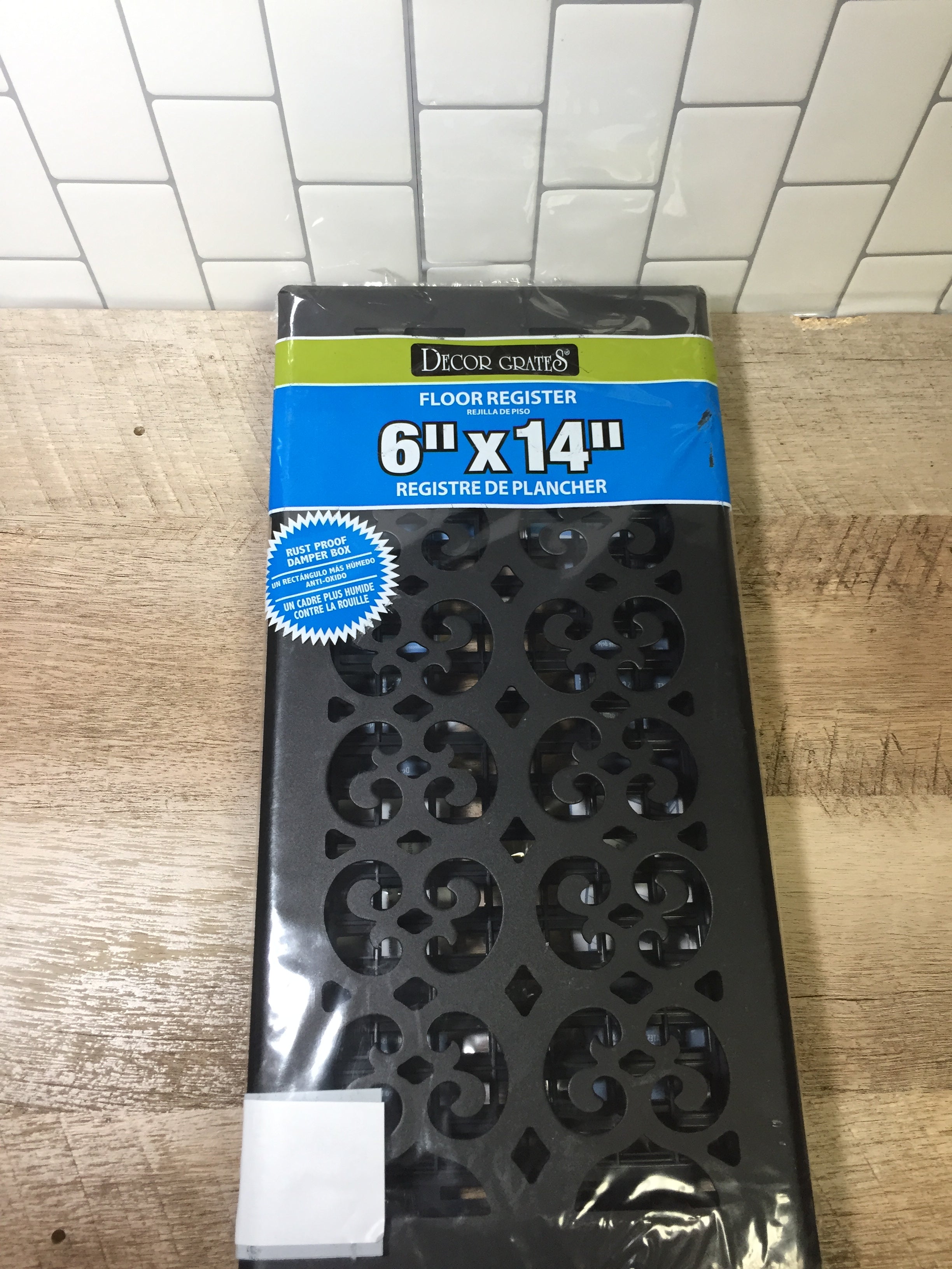 Decor Grates STH614 Scroll Text Floor Register, 6-Inch by 14-Inch, Black (6921910091959)